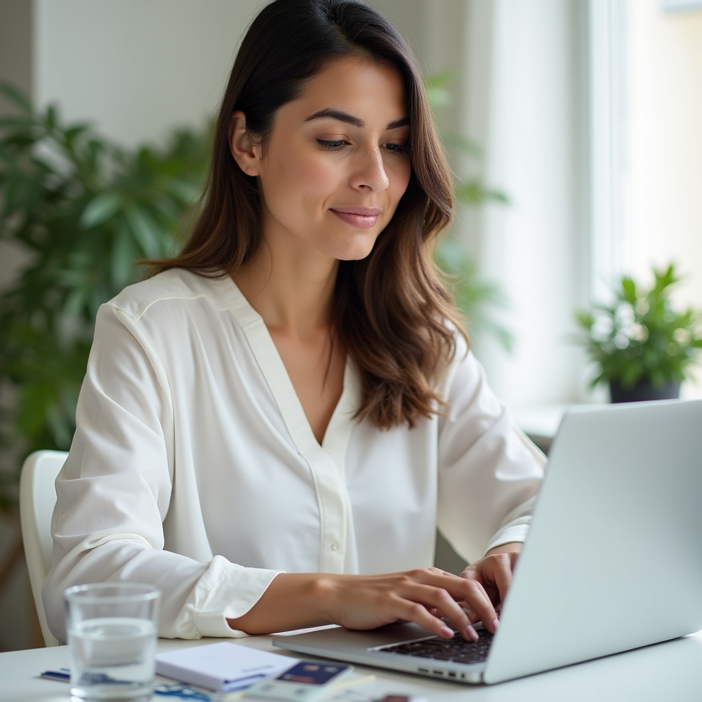 Persona inscribiéndose en curso de finanzas personales desde su computadora portátil
